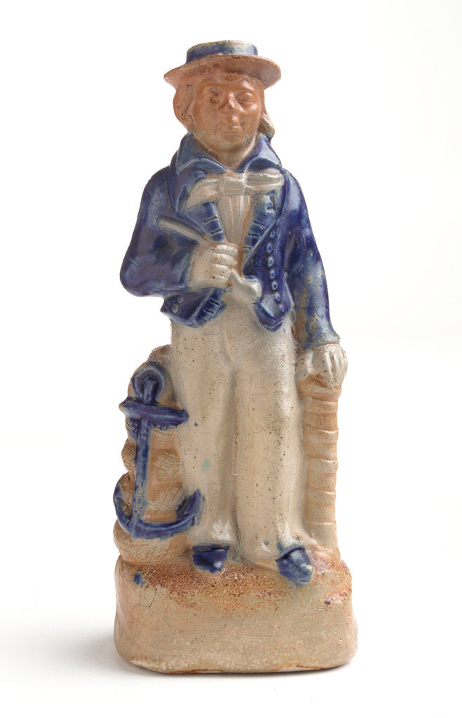 Detail of Stoneware gin flask by unknown