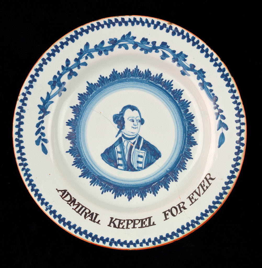 Detail of English delftware plate by unknown