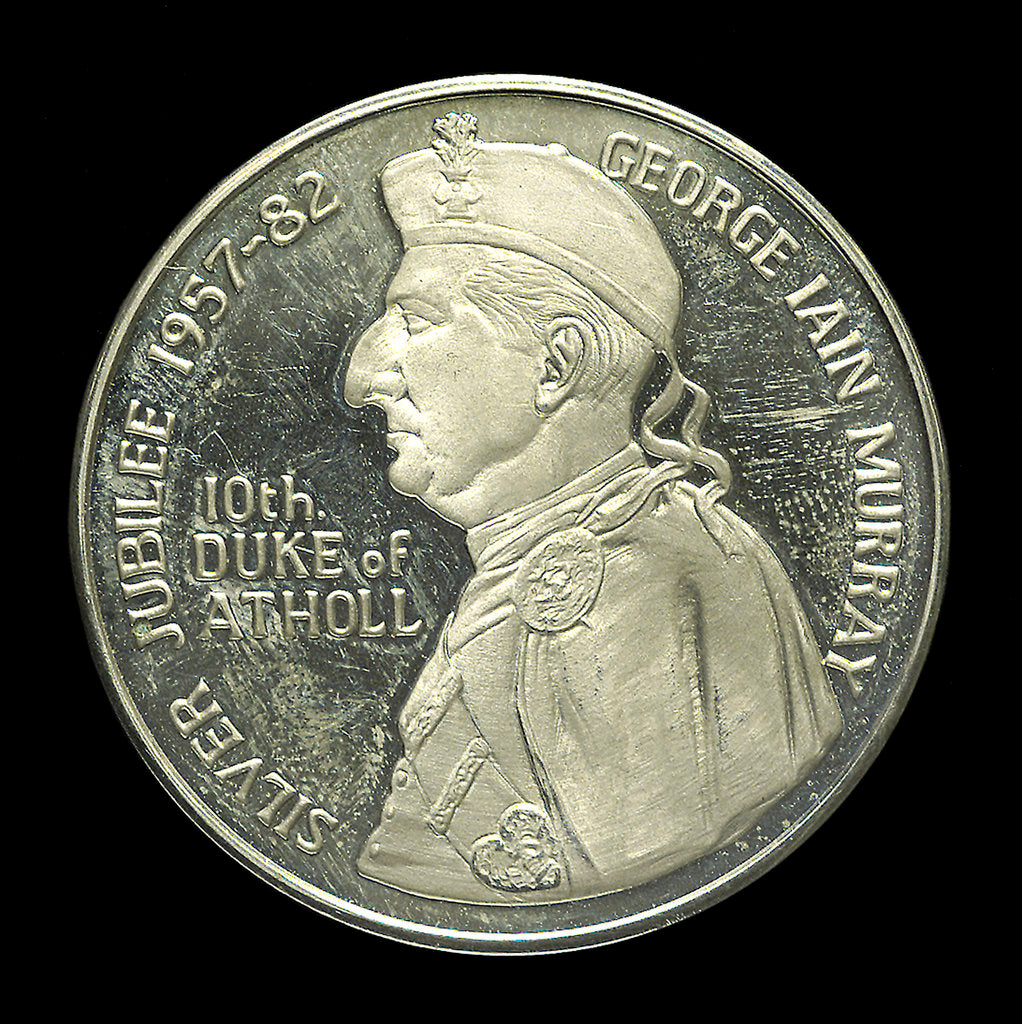 Detail of Commemorative medal depicting George Ian Murray, 10th Duke of Atholl, 1982; reverse by unknown