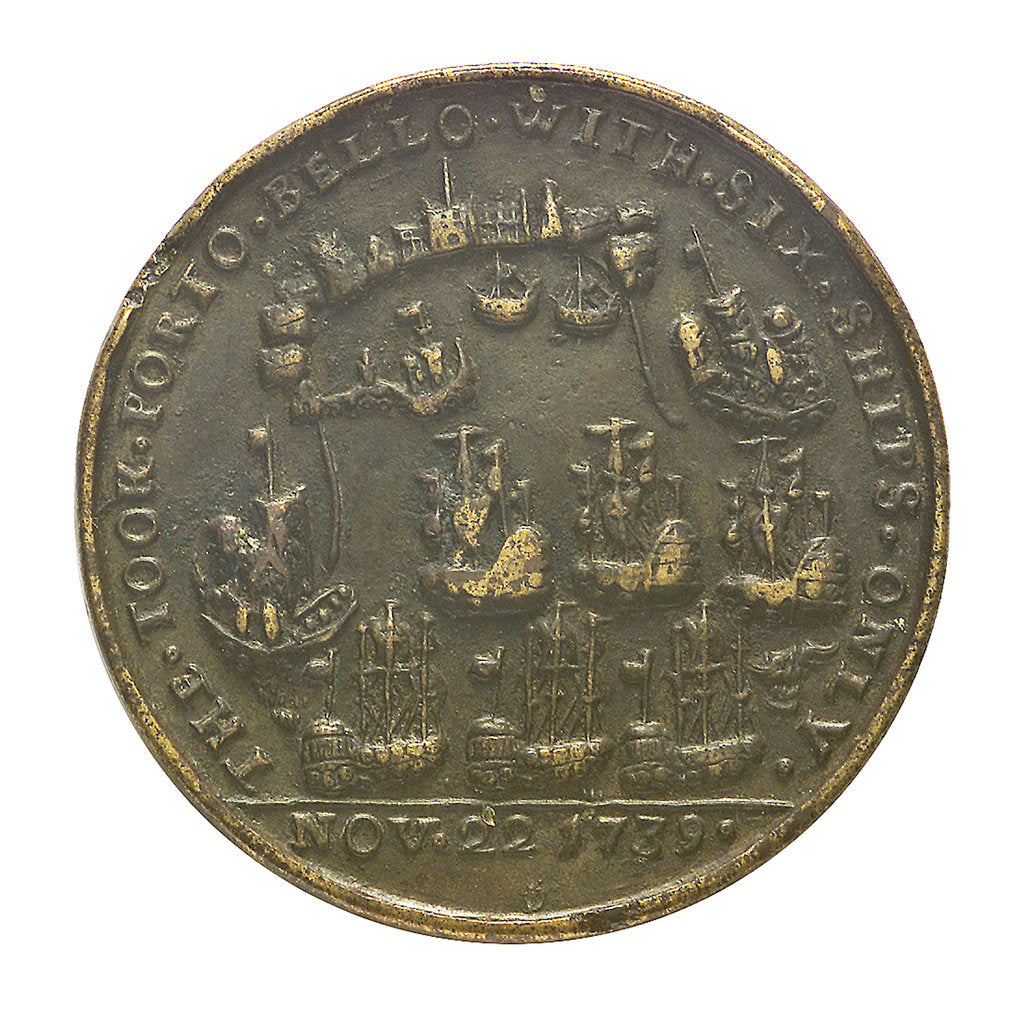 Detail of Medal commemorating the capture of Porto Bello by Admiral Vernon and Commodore Brown, 1739; reverse by unknown