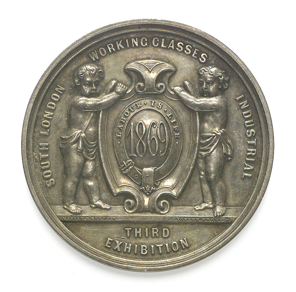 Detail of Medal commemorating the South London Working Classes Industrial Third Exhibition; obverse by Marion M. Brooke