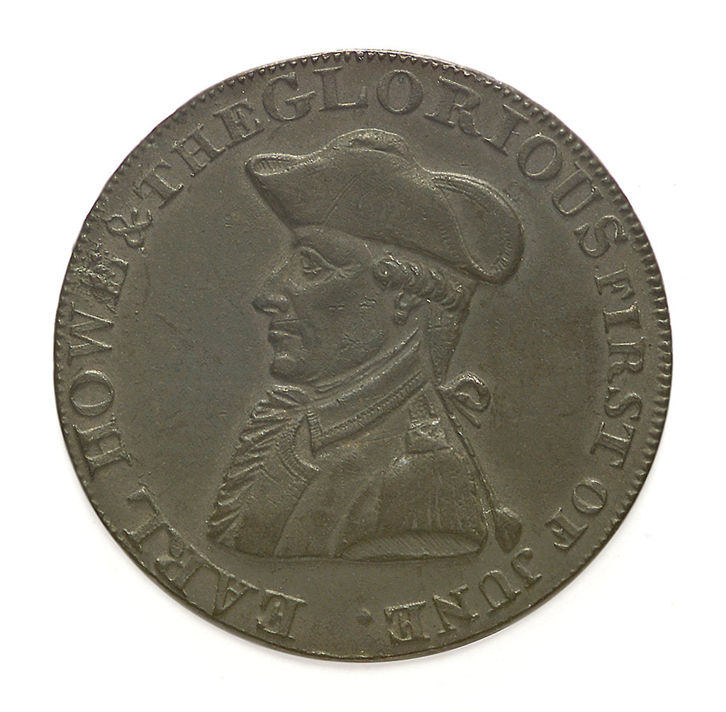 Detail of Token depicting Admiral of the Fleet Richard Howe (1726-1799) and the Glorious First of June, 1794; obverse by T. Wyon