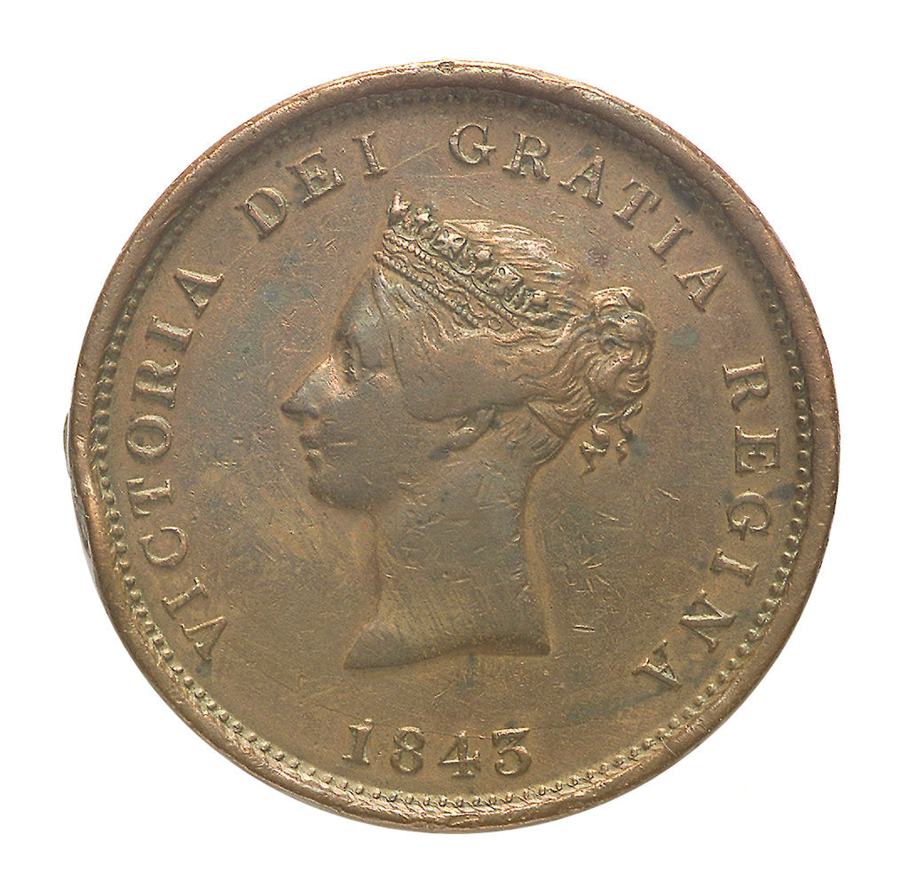 Detail of New Brunswick penny token; obverse by unknown