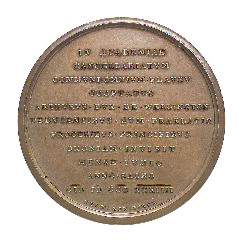 Detail of Commemorative medal depicting Duke of Wellington (1769-1852), Chancellor of Oxford University 1834; reverse by T. Webb