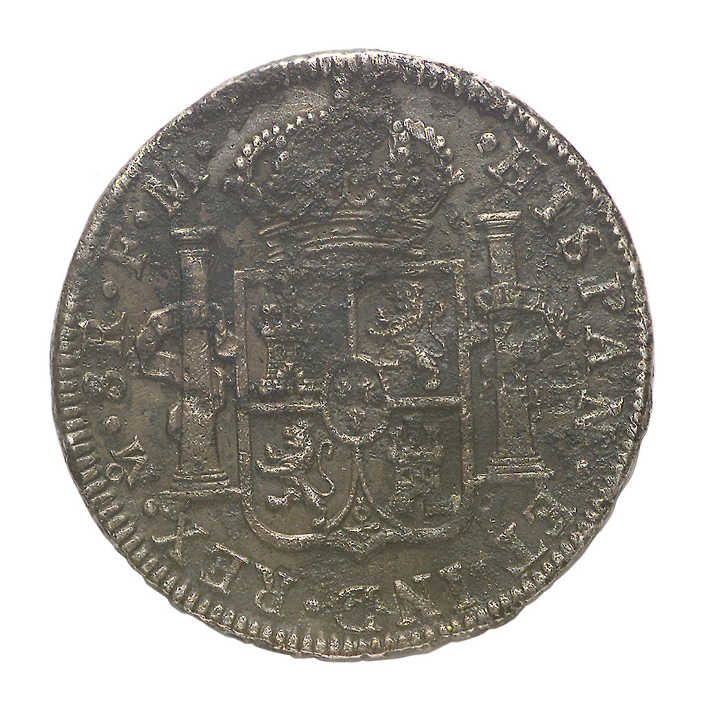 Detail of Eight reales; obverse by unknown