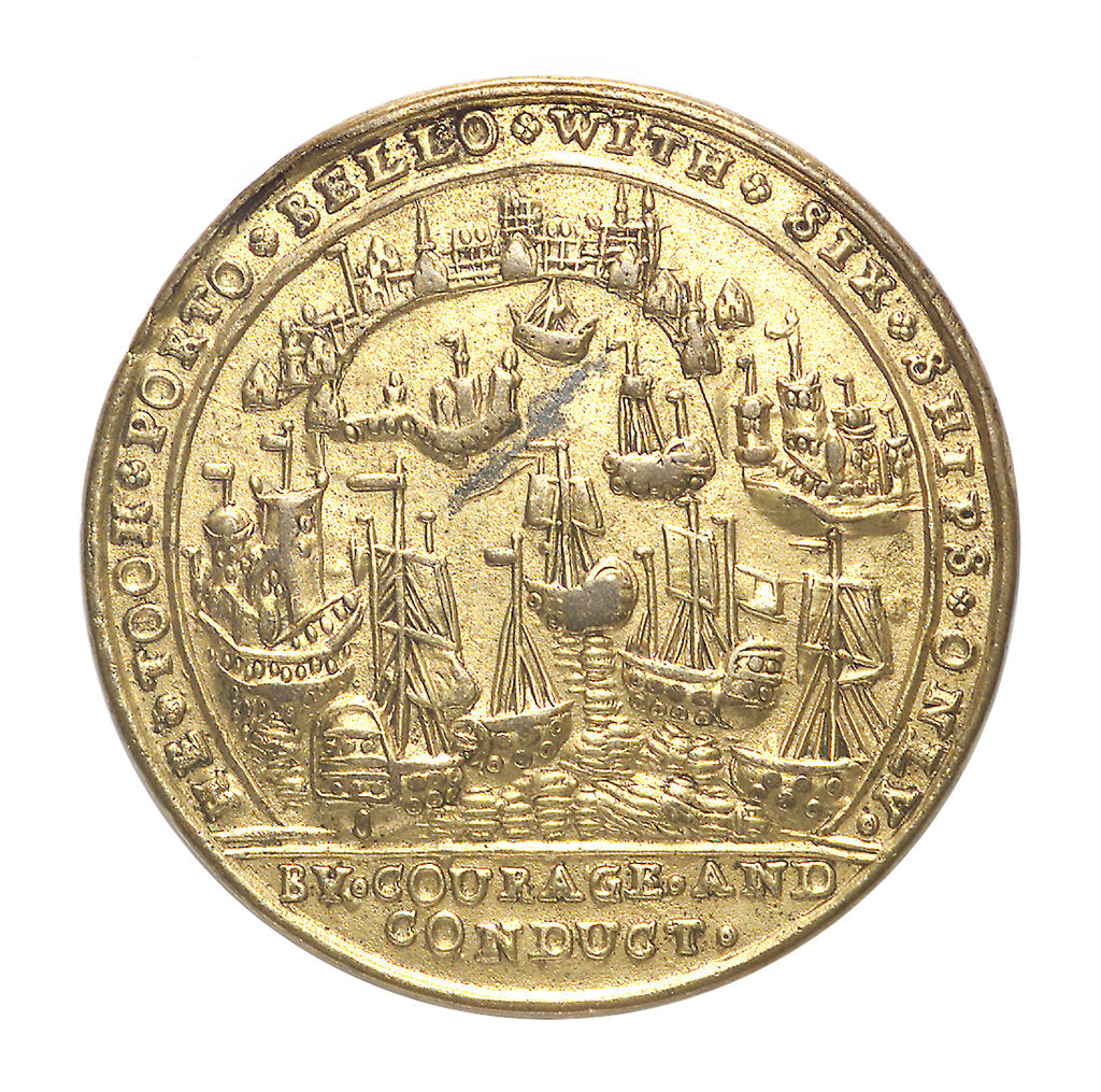 Detail of Medal commemorating the capture of Porto Bello, 1739 by Admiral Edward Vernon (1684-1757); reverse by unknown