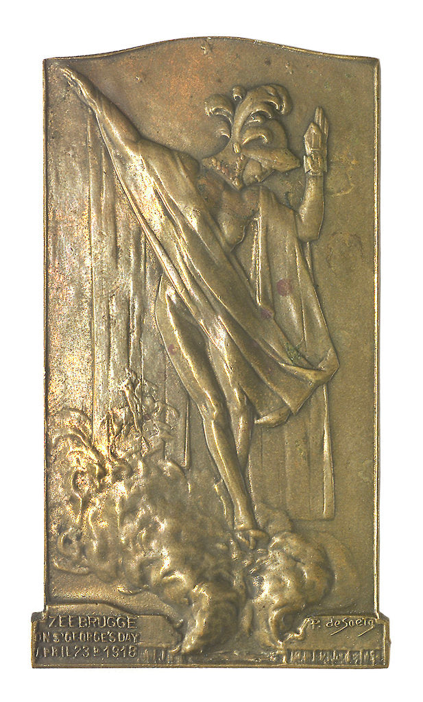 Detail of Plaque commemorating the raid on Zeebrugge, 1918; obverse by Pieter de Soete
