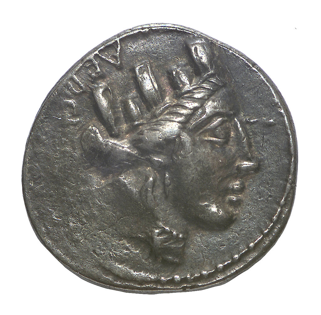 Detail of Denarius; obverse by P. Fourius Crassipes