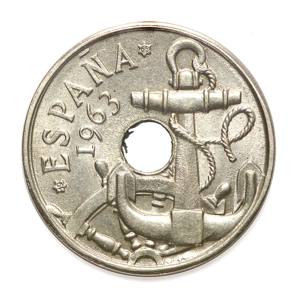 Detail of 50 centimos coin; obverse by unknown