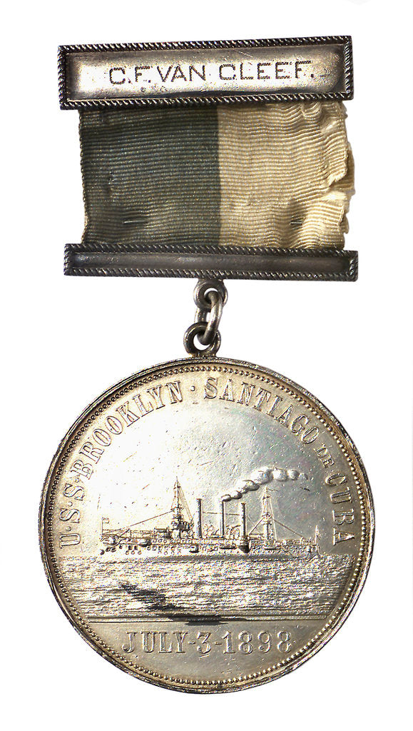 Detail of Medal commemorating the destruction of the Spanish fleet, 1898; obverse by unknown