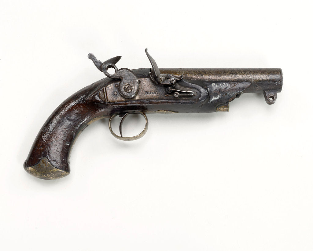 Detail of Flintlock pistol by J. Rigby
