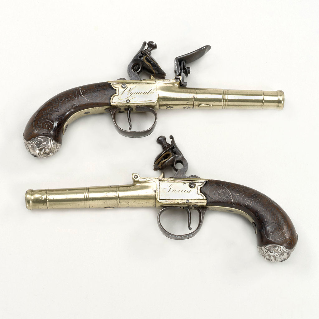 Detail of Flintlock pistols by J. Innes