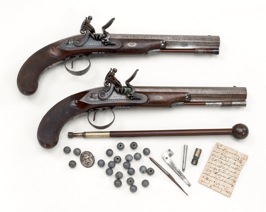 Detail of Duelling pistols by H. Nock