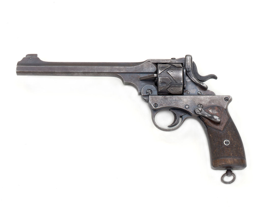 Detail of Webley-Fosbery revolver by unknown