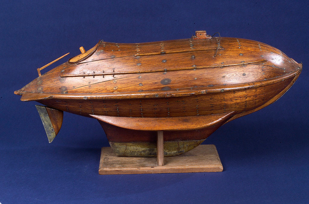 Detail of Full hull model, life-saving capsule, starboard broadside by R. F. Wells