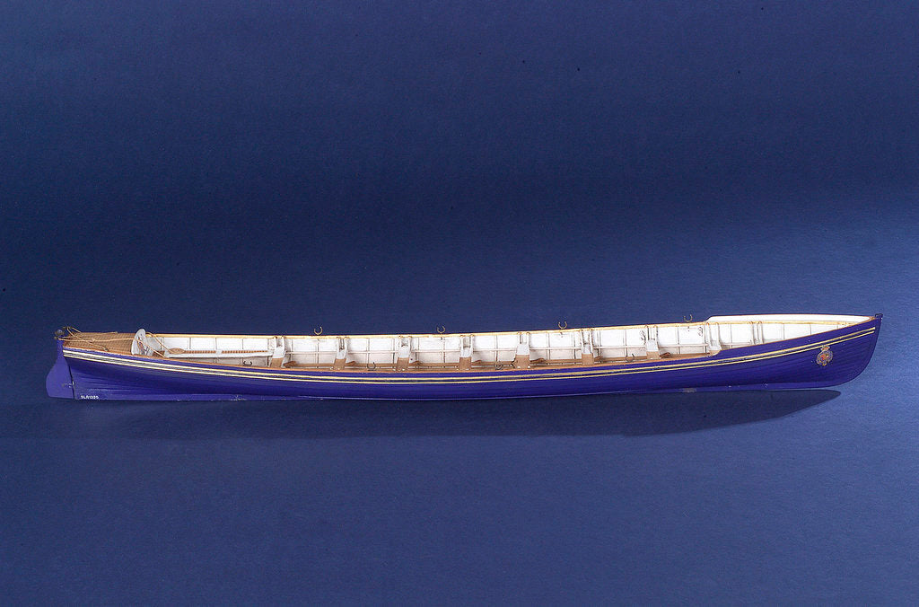 Detail of Full hull model, royal barge, starboard broadside by unknown