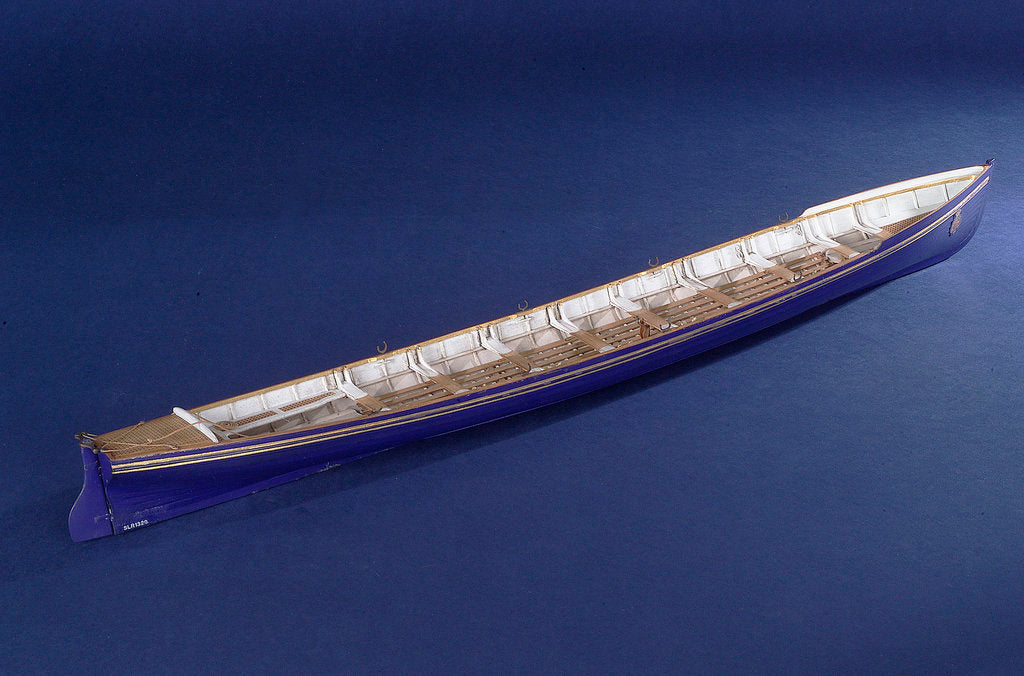 Detail of Full hull model, royal barge, starboard stern quarter by unknown