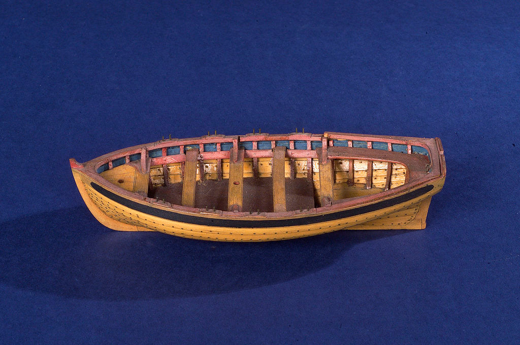 Detail of Full hull model of a ship's dinghy (circa 1795) by unknown