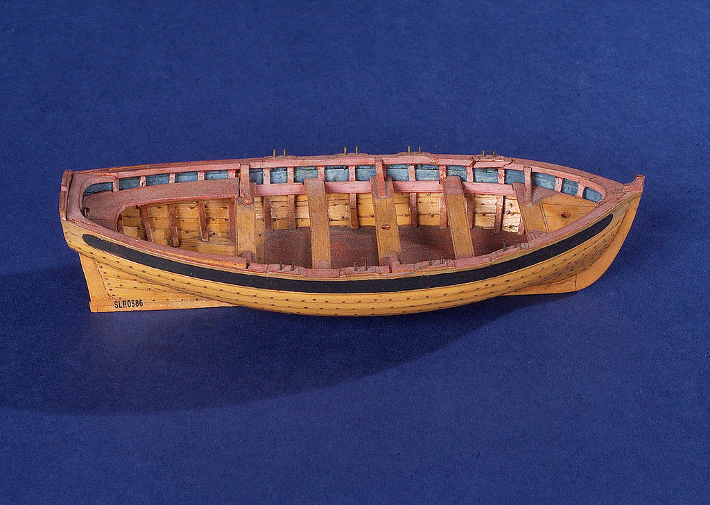 Detail of Full hull model of a ship's dinghy (circa 1795) by unknown