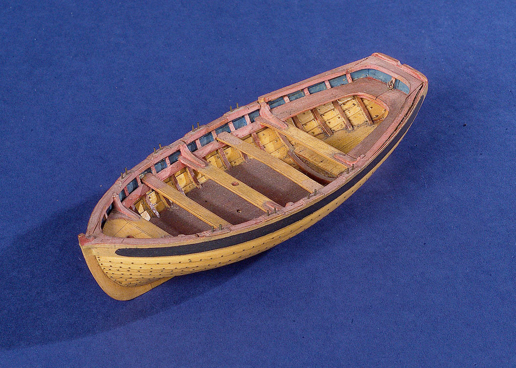 Detail of Full hull model of a ship's dinghy (circa 1795) by unknown