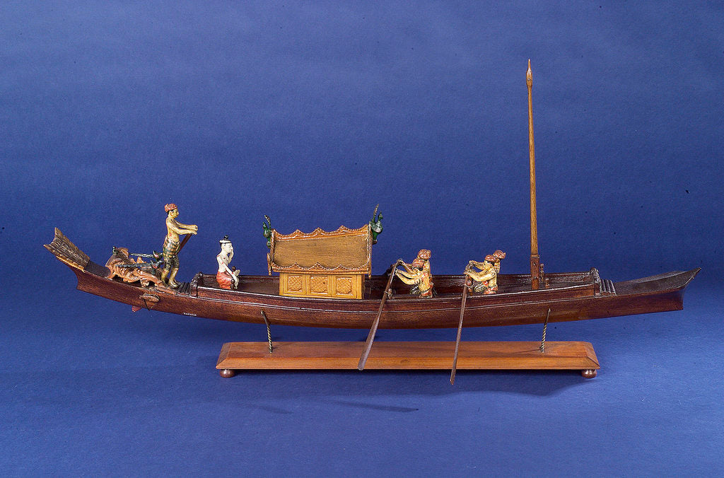 Detail of Burmese ceremonial barge, starboard broadside by unknown