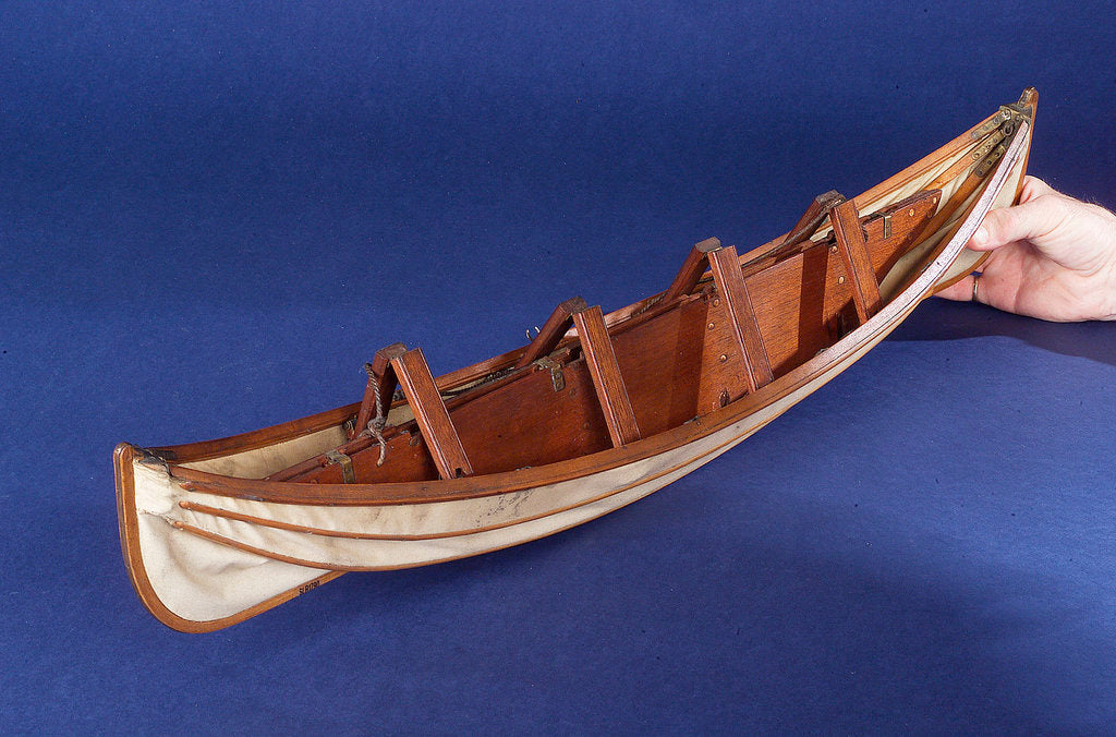 Detail of Full hull model, collapsible lifeboat, collapsed for stowage by unknown
