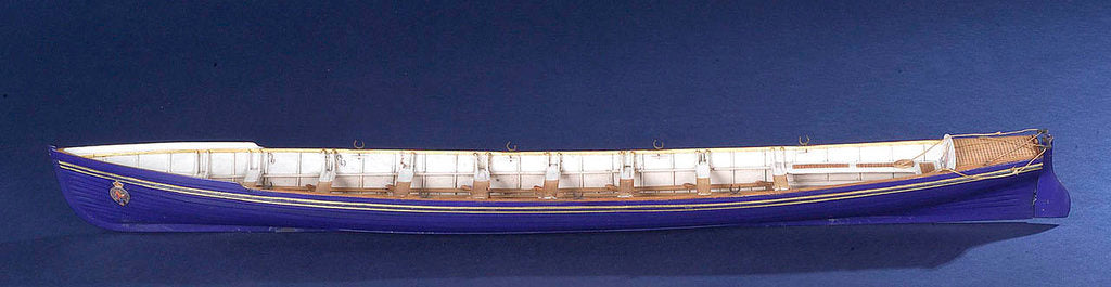 Detail of Full hull model, royal barge, port broadside by unknown