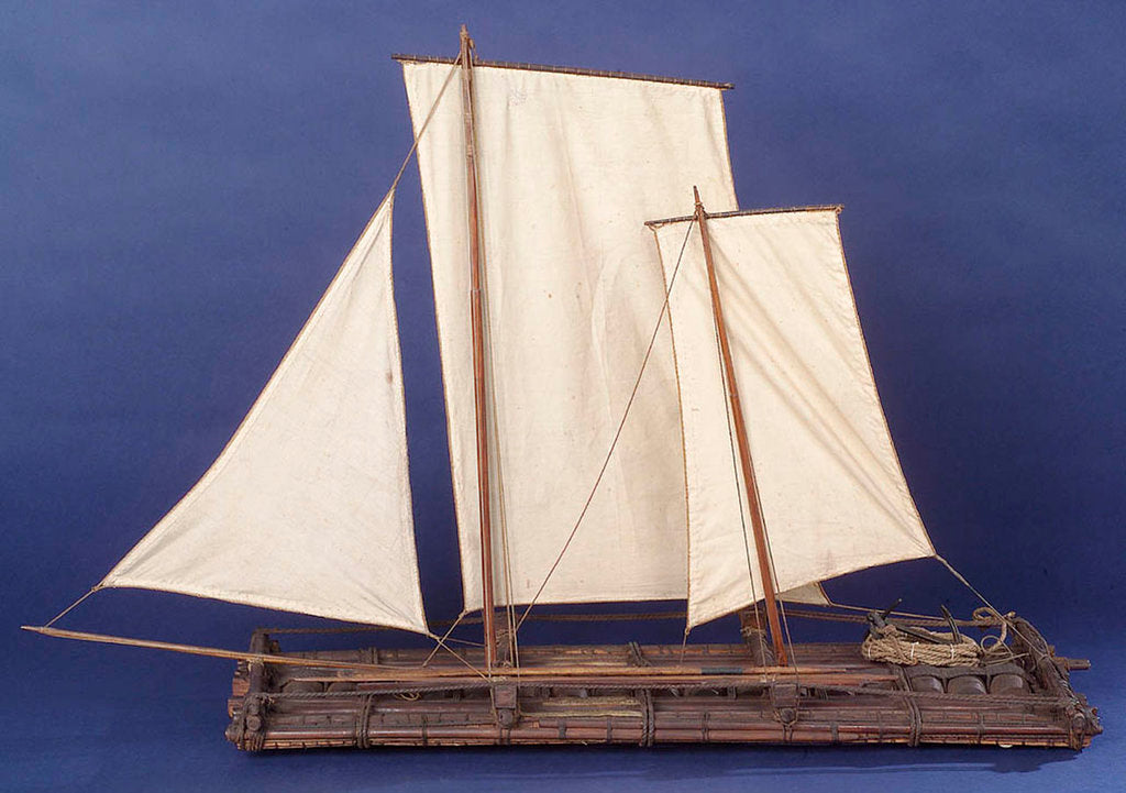 Detail of Full hull model, sailing liferaft, port broadside by unknown