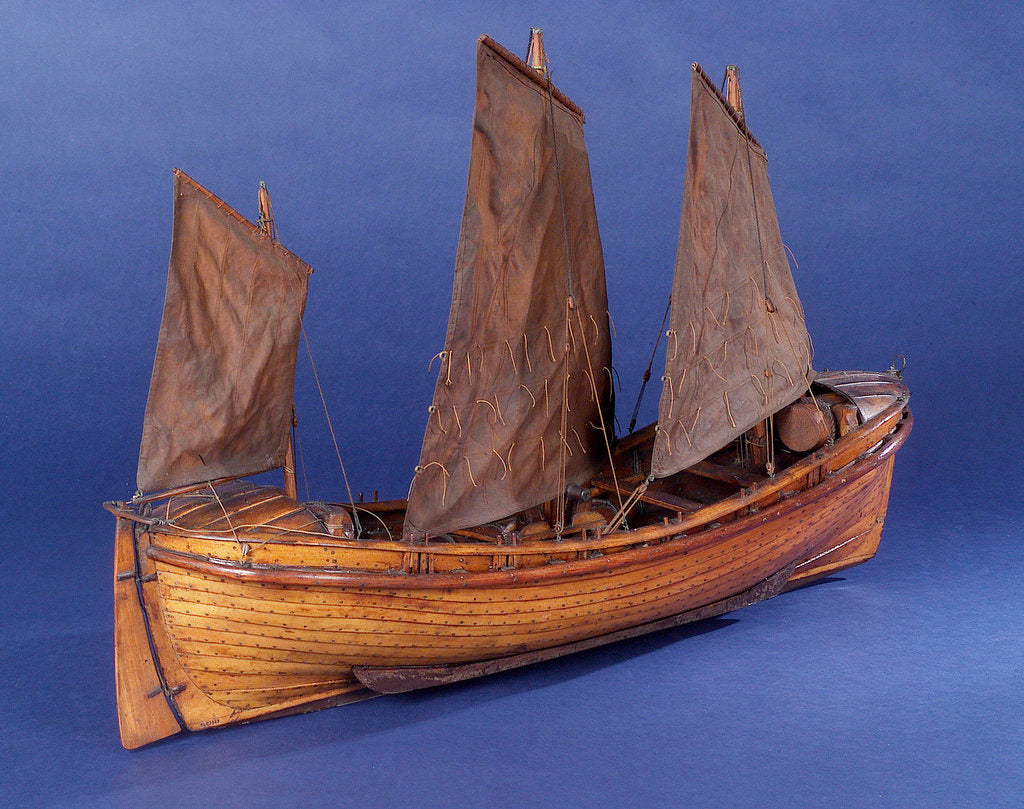 Detail of Full hull model, sailing lifeboat, starboard stern quarter by unknown
