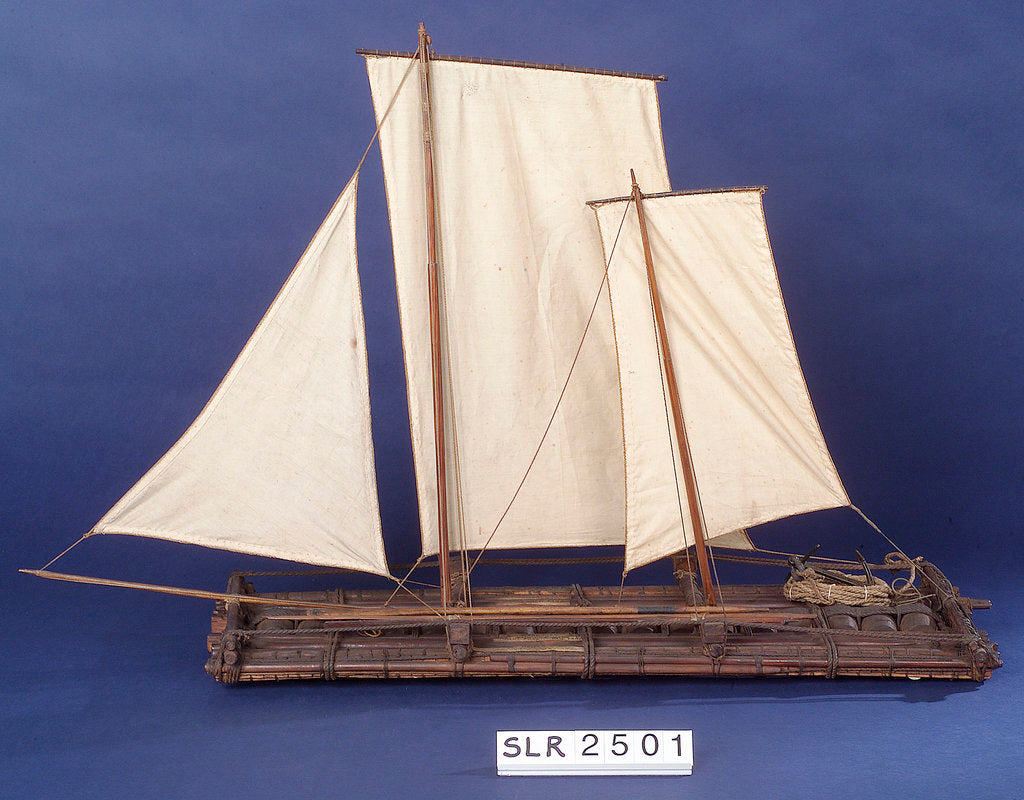 Detail of Full hull model, sailing liferaft, port broadside by unknown