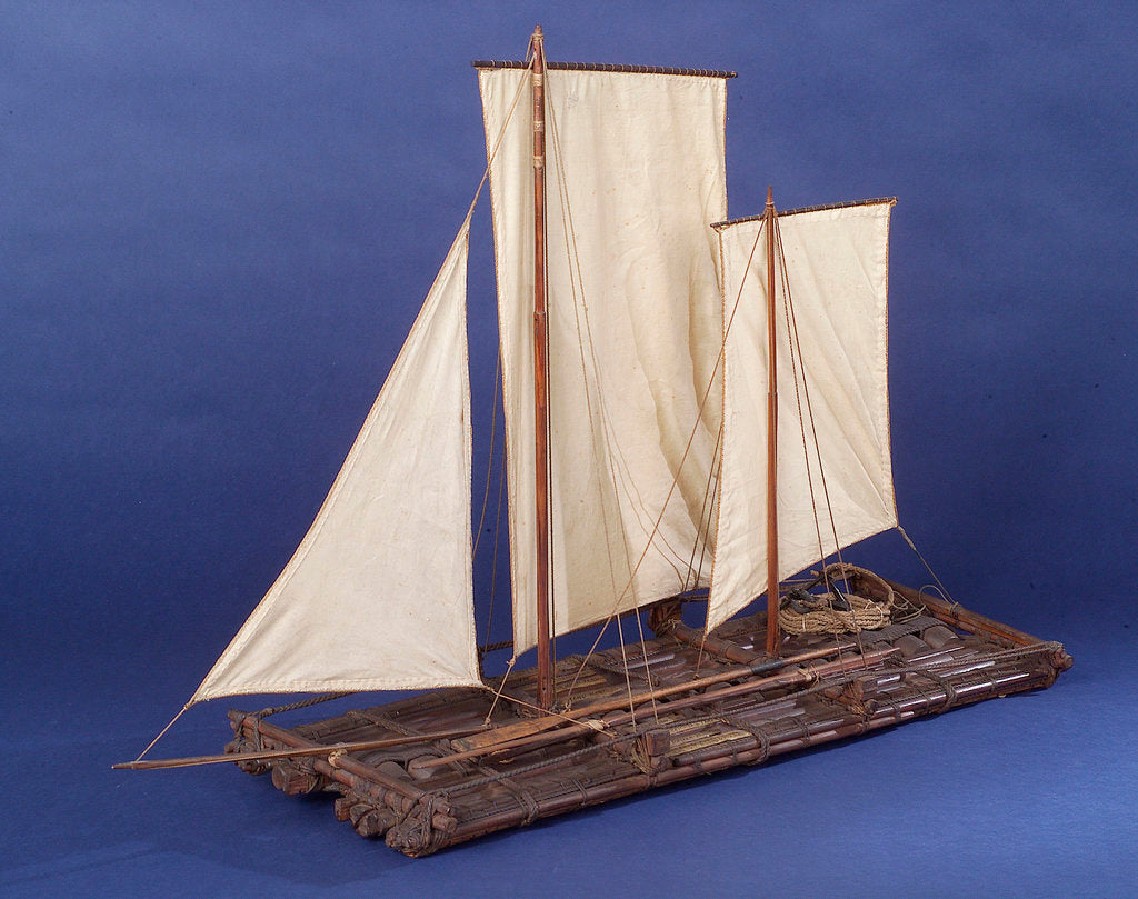 Detail of Full hull model, sailing liferaft, port by unknown