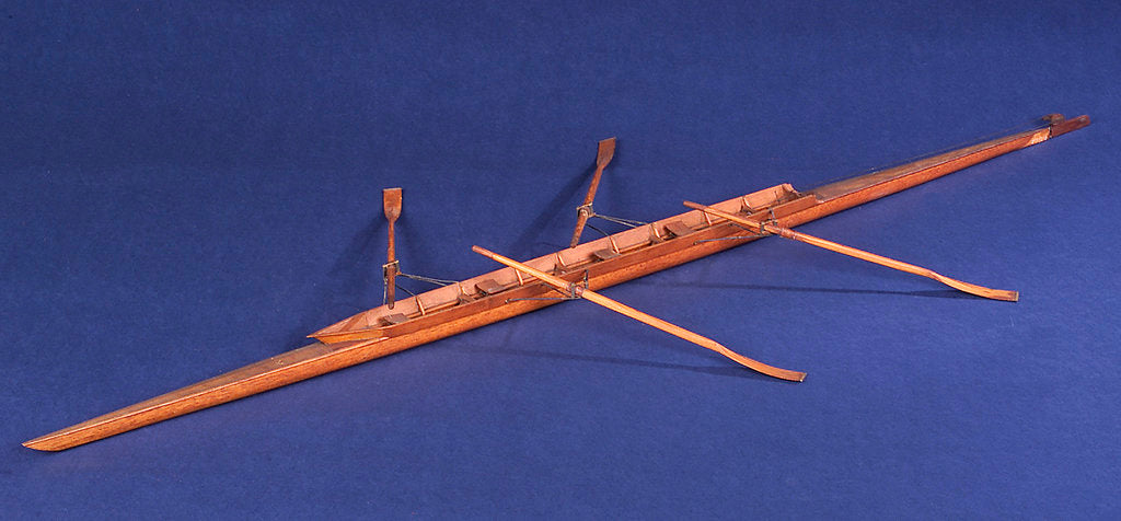 Detail of Full hull model, racing skiff, port by unknown