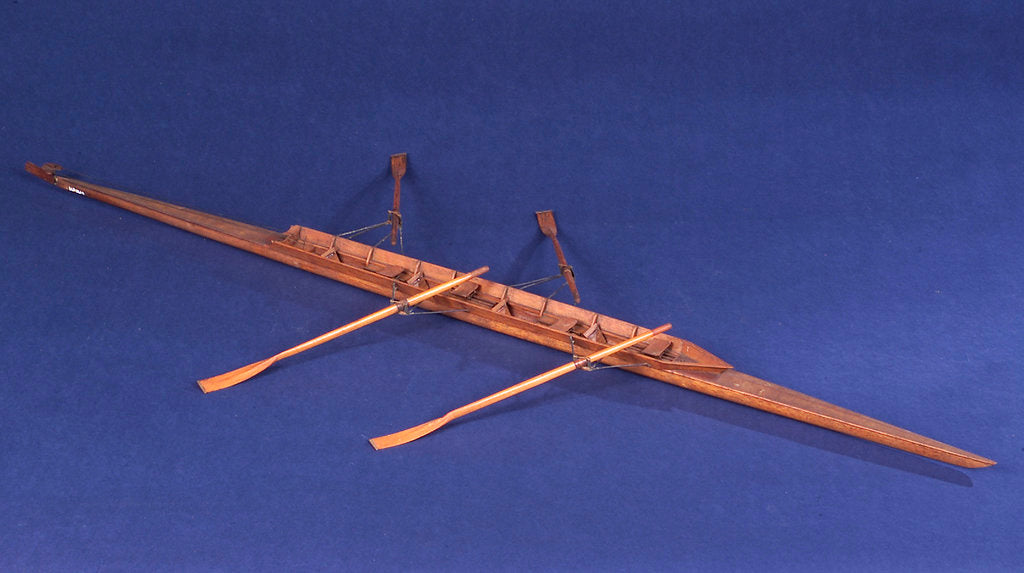 Detail of Full hull model, racing skiff, starboard by unknown