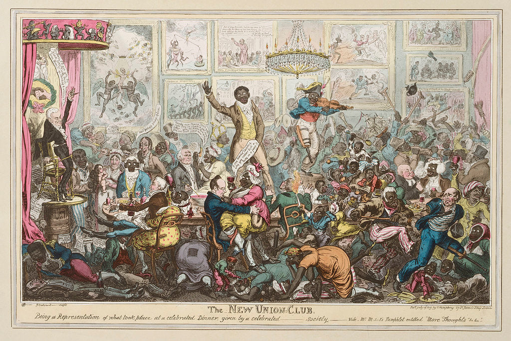 Detail of The New Union: Club, Being a Representation of what took place at a celebrated Dinner, given by a celebrated - society by George Cruikshank