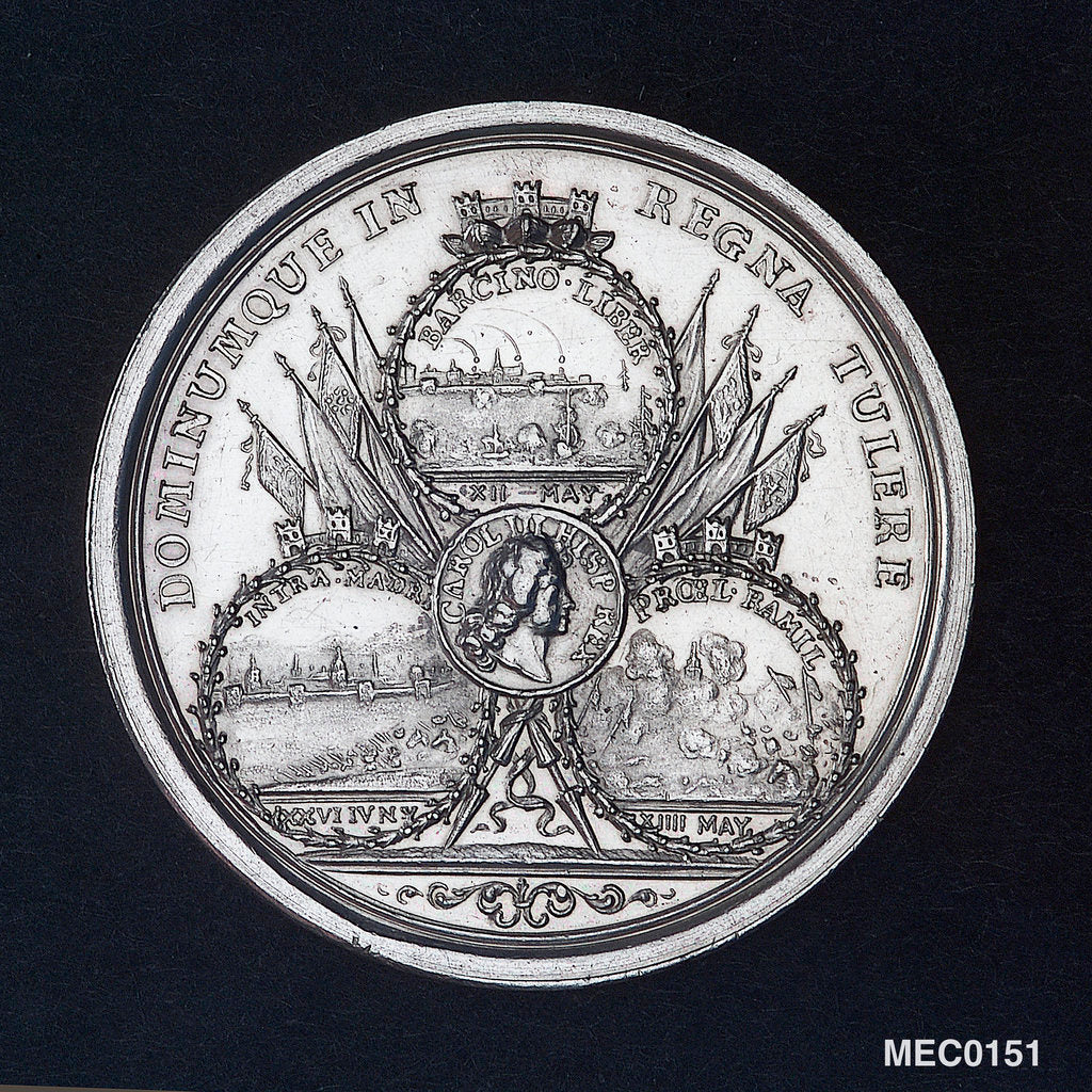 Detail of Medal commemorating the relief of Barcelona and other successes, 1706 by M. Smeltzing