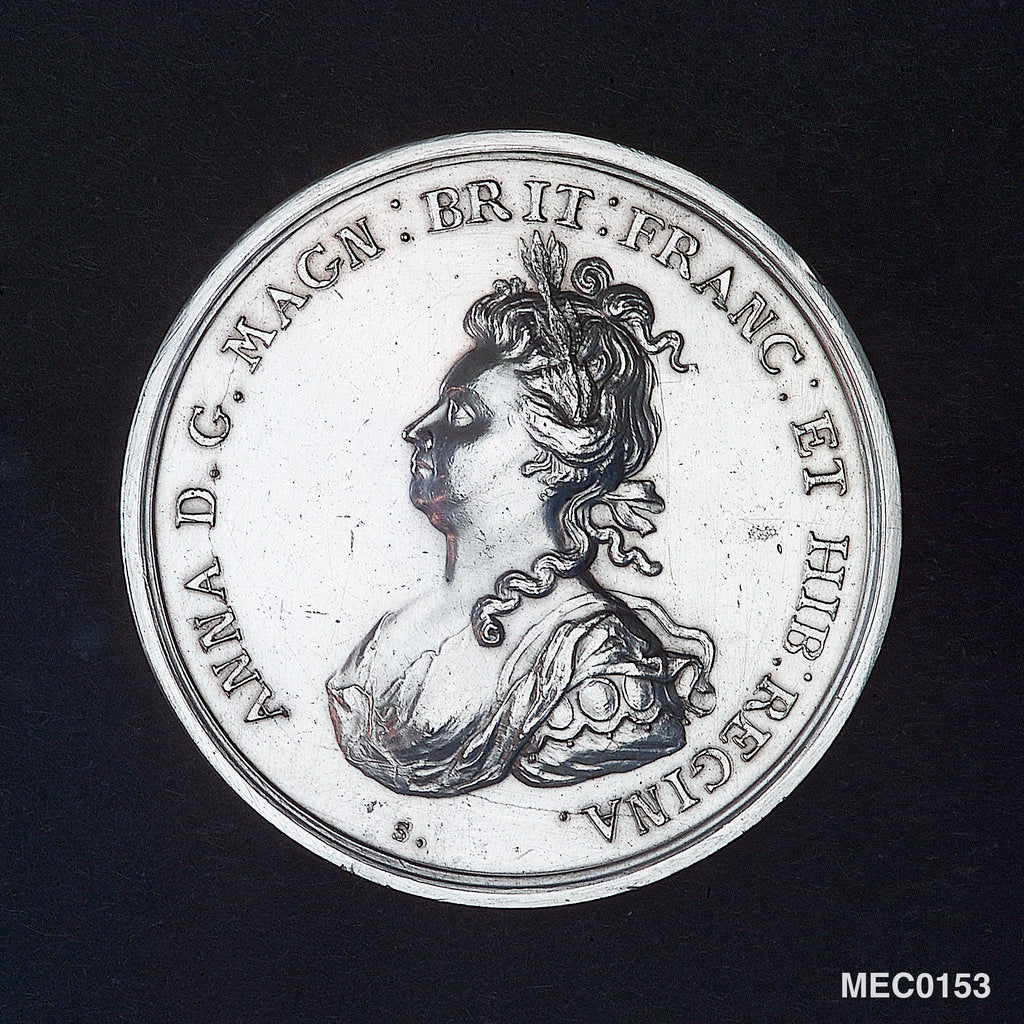 Detail of Medal commemorating the attempted invasion of Scotland, 1708 by M. Smeltzing