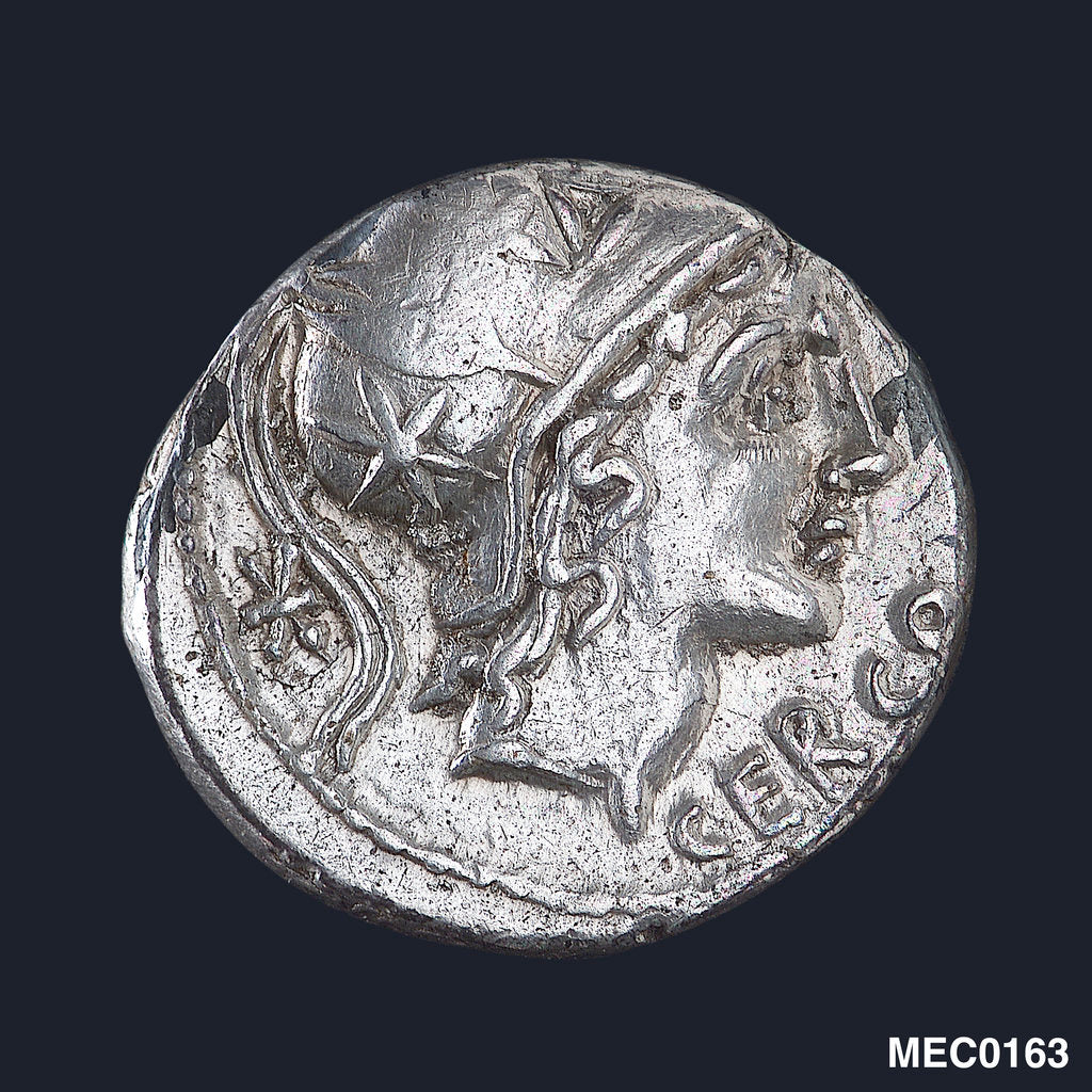 Detail of Denarius depicting head of a goddess by unknown