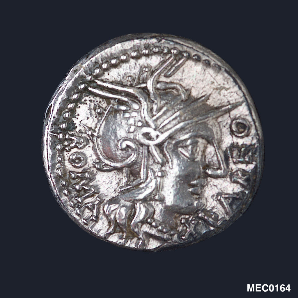 Detail of Denarius depicting head of Roma by unknown