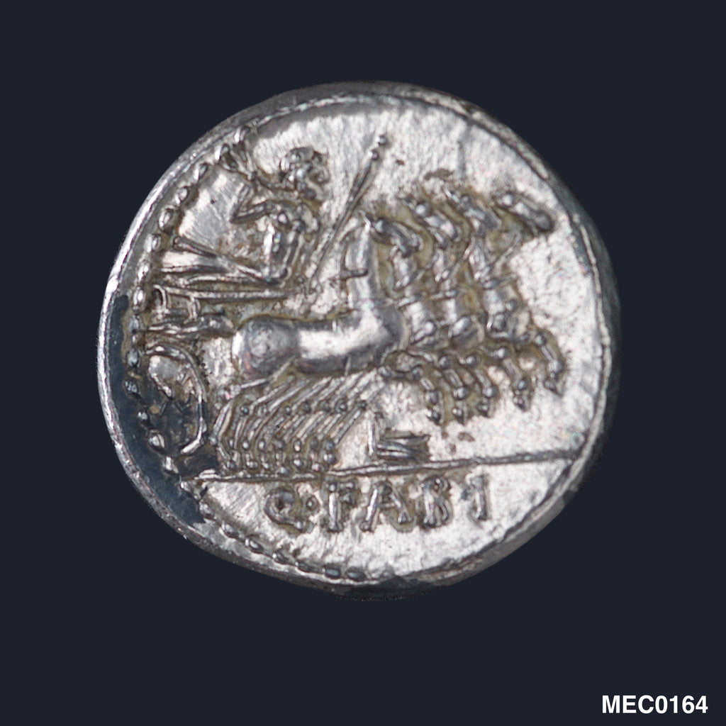 Detail of Denarius depicting head of Roma by unknown