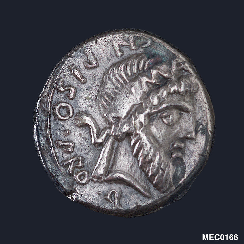 Detail of Denarius depicting head of Numa Pompilius by unknown