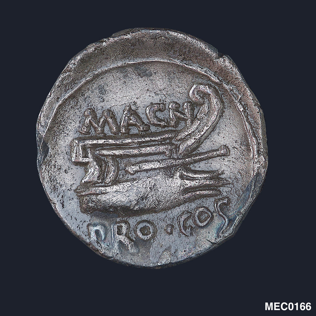 Detail of Denarius depicting head of Numa Pompilius by unknown