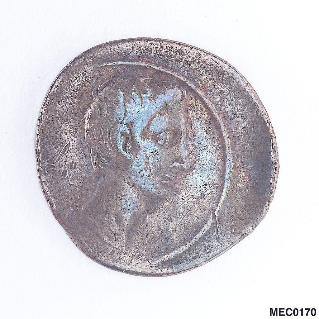 Detail of Denarius depicting Emperor Augustus by unknown