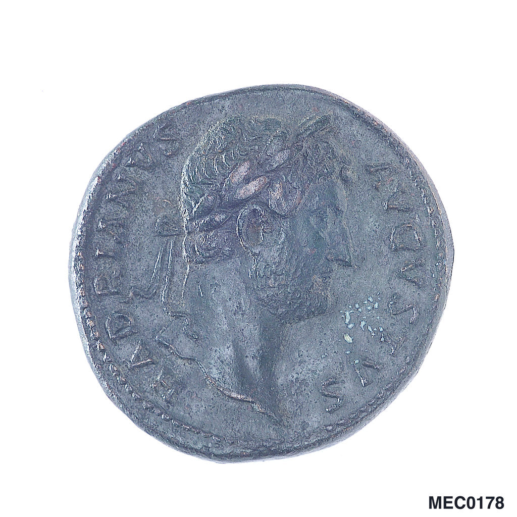 Detail of Classical coin depicting Emperor Hadrian and a Roman galley by unknown