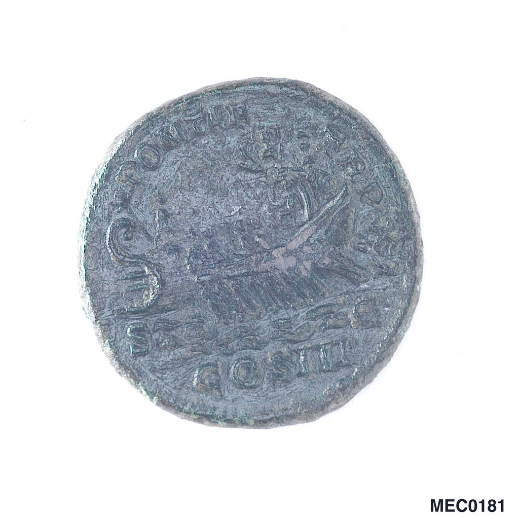 Detail of Classical coin depicting Emperor Caracalla and a galley by unknown