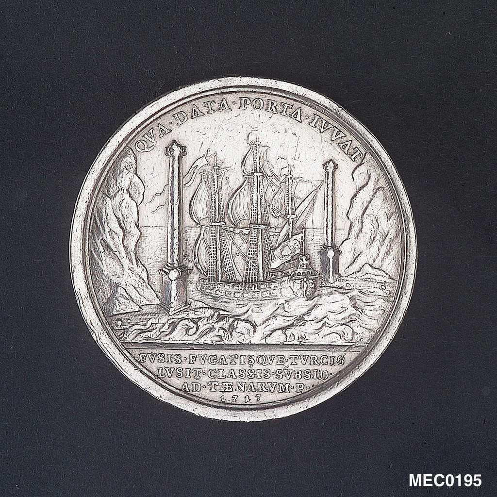 Detail of Medal commemorating the action off Corfu victory over the Turks, 1716 by O. Hamerani
