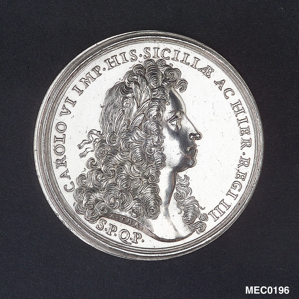 Detail of Medal commemorating the arrival of Emperor Charles VI at Palermo, 1720 by A. Travani