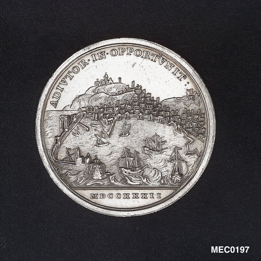 Detail of Medal commemorating the Port of Ancona exempted from taxes by O. Hamerani