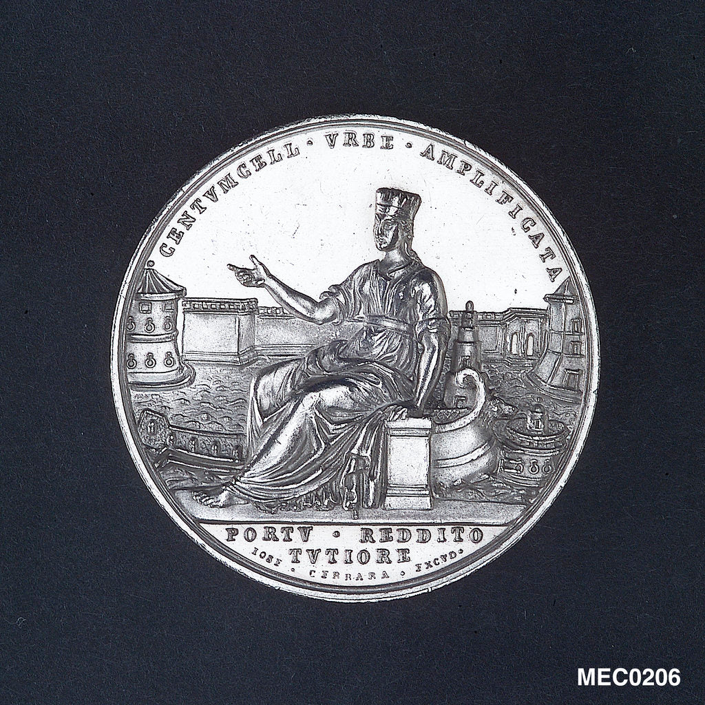 Detail of Medal commemorating Civitavecchia enlarged and its harbour improved, 1836 by J. Cerbara