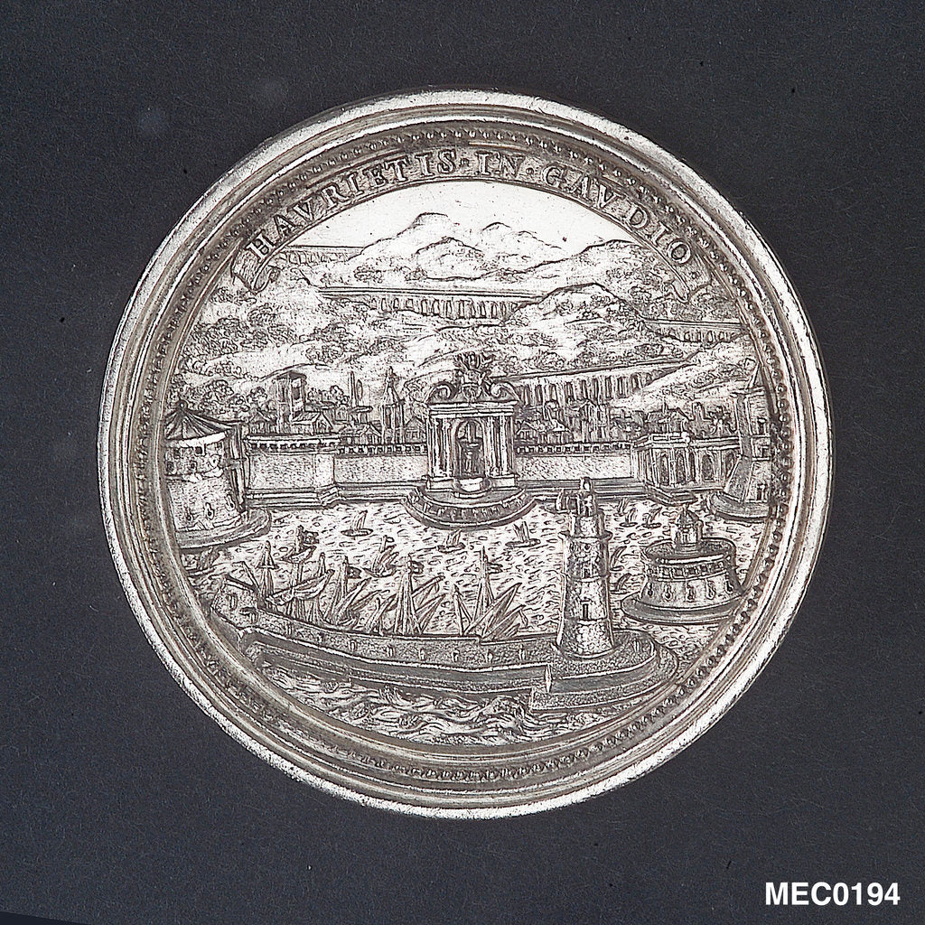 Detail of Medal commemorating the Aqueduct of Civitavecchia, 1703 by G. Hamerani
