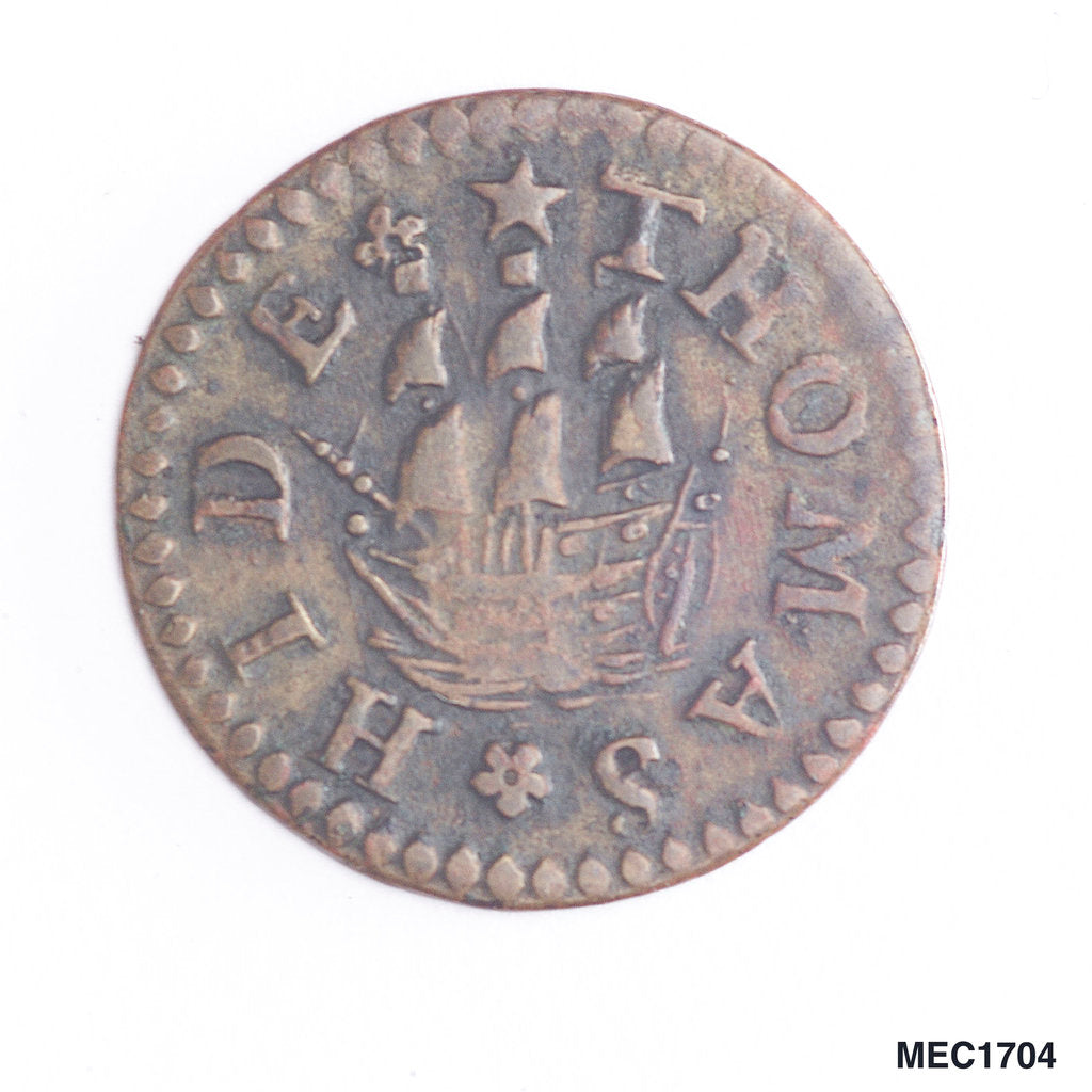 Detail of Token depicting a sailing ship by unknown